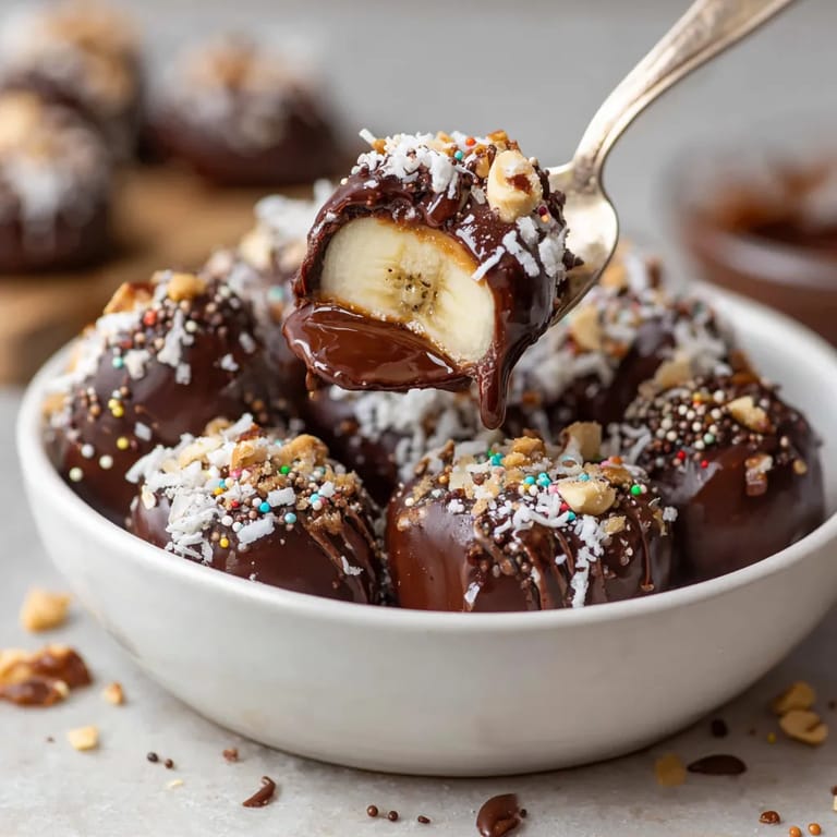 Un plato con chocolate y bananas.