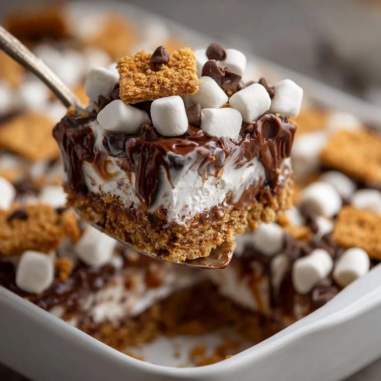 Un trozo de pie de limón con chocolate y marshmallows.