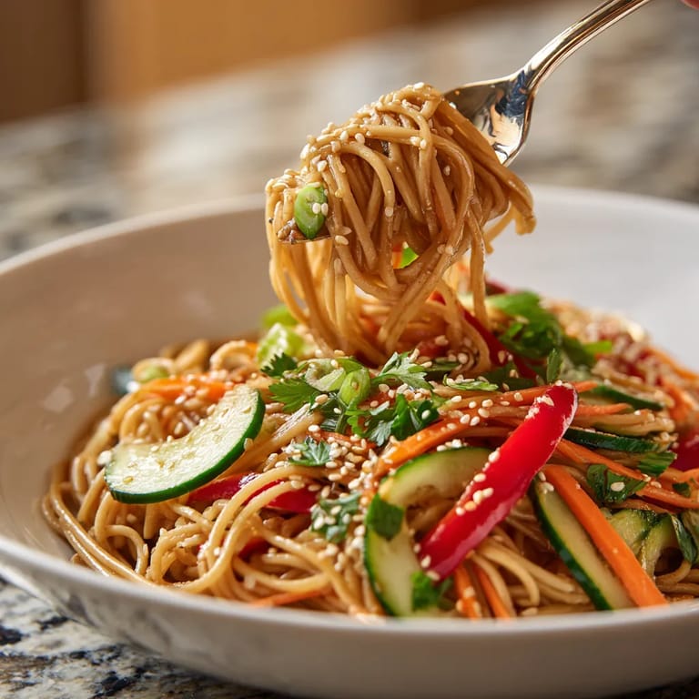 Una persona cocinando un plato de pasta con verduras.
