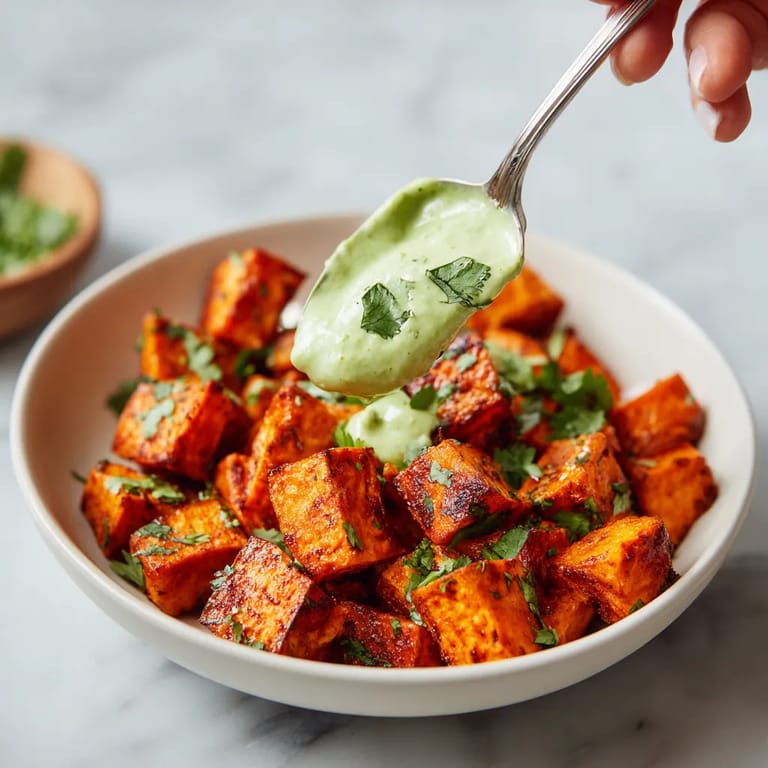 Patatas Bravas (Air-fryer friendly) en un plato.
