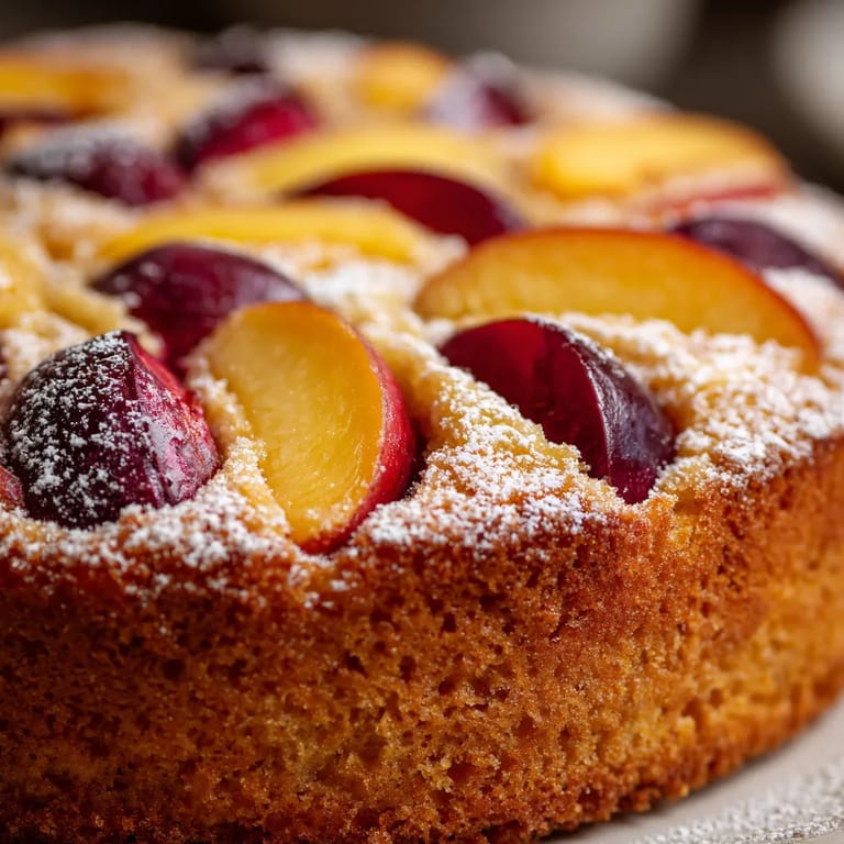 Gâteau aux Pêches & Prunes de Saison.