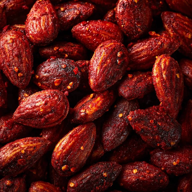 Almendras tostadas con pimentón picante.