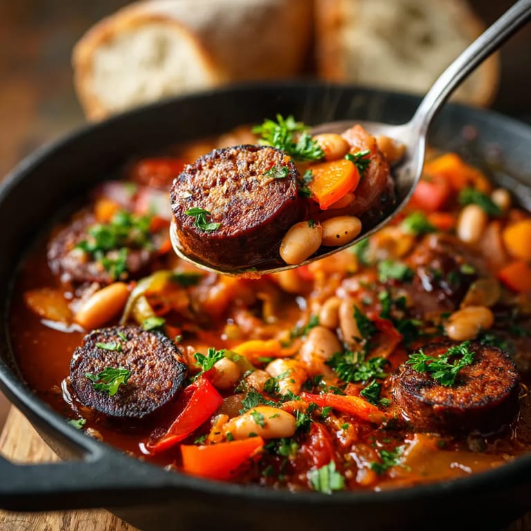 Veggie Callos con Black Butifarra y White Beans.