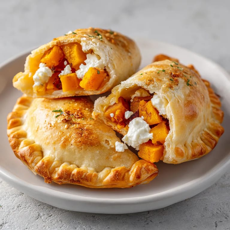 Empanadas de calabaza y queso de cabra con pimentón ahumado.