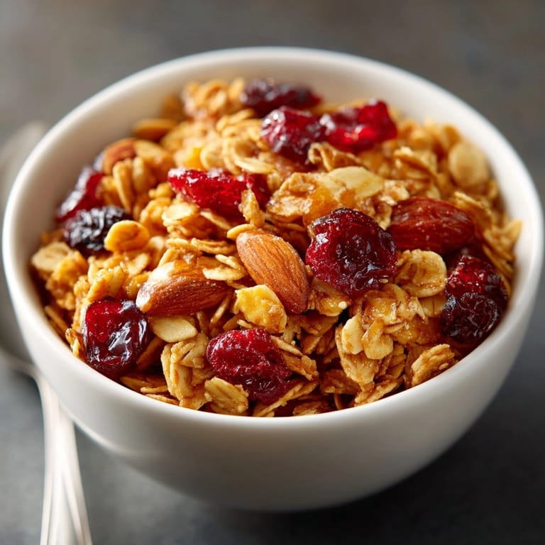 Granola casero saludable recién horneado rebosante avena, frutos secos: ¡el bocado perfecto!