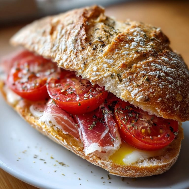 Recién hecho el sándwich de jamón ibérico, el bocado perfecto para el almuerzo o una merienda.