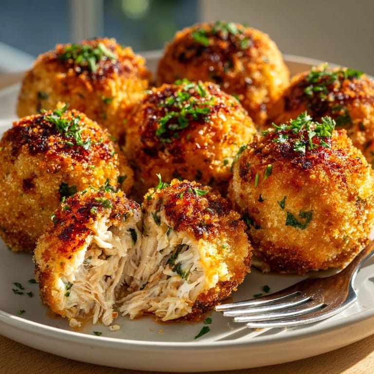 Ligeras croquetas de pollo crujientes, una opción sana y satisfactoria para la cena.