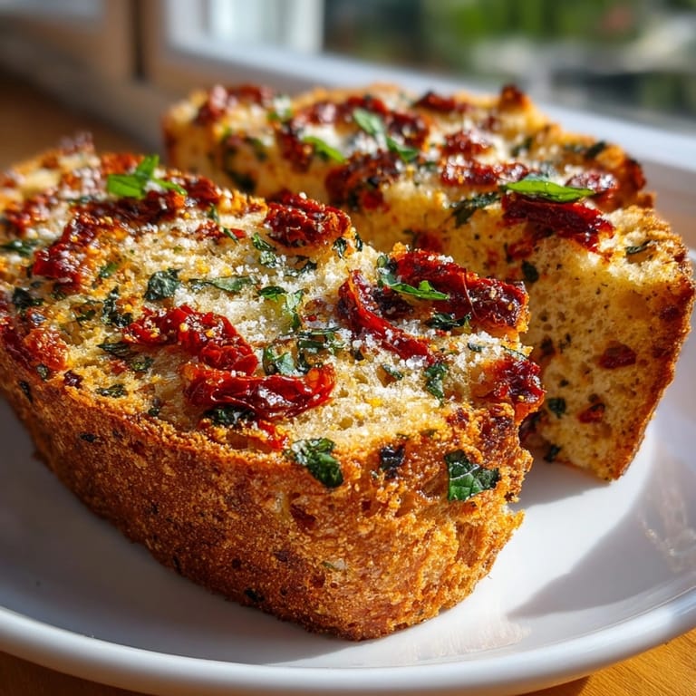 ¡Caliente y listo! Disfrute de este sabroso pan de tomate con sopa o aceite de oliva.