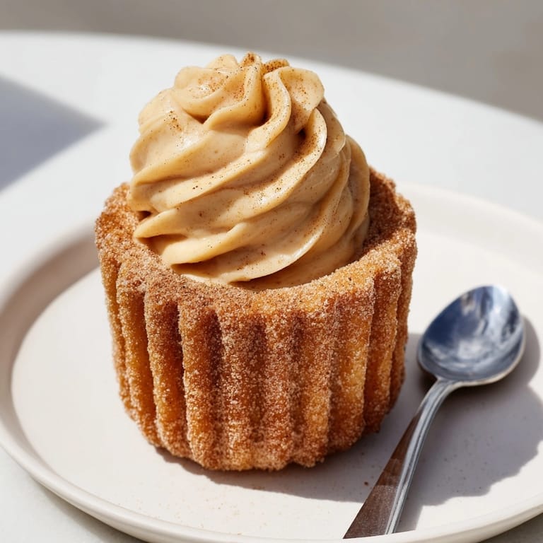Tazas de tarta de queso con churro crujiente espolvoreadas con canela; ¡una delicia para la fiesta!