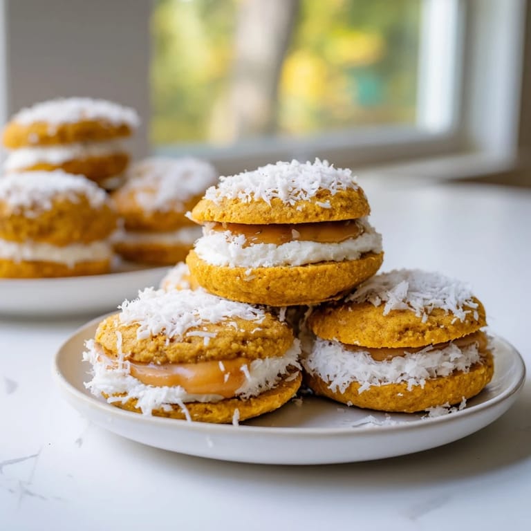 Delightful pumpkin cookies meld with rich dulce de leche in this indulgent dessert.  
