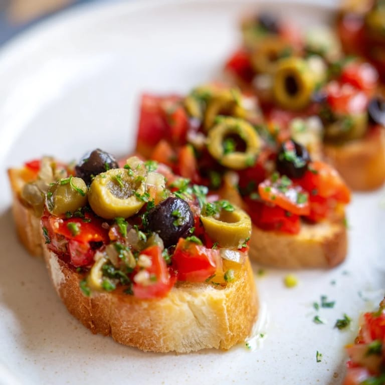 Apetitosa bruschetta española, servida con un toque de aceite de oliva y ajo.
