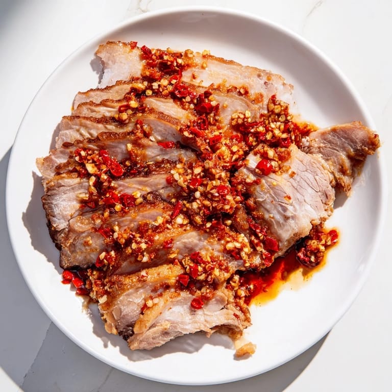 Close-up of succulent Bavarian roast pork, showcasing the perfectly seared, flavorful crust.