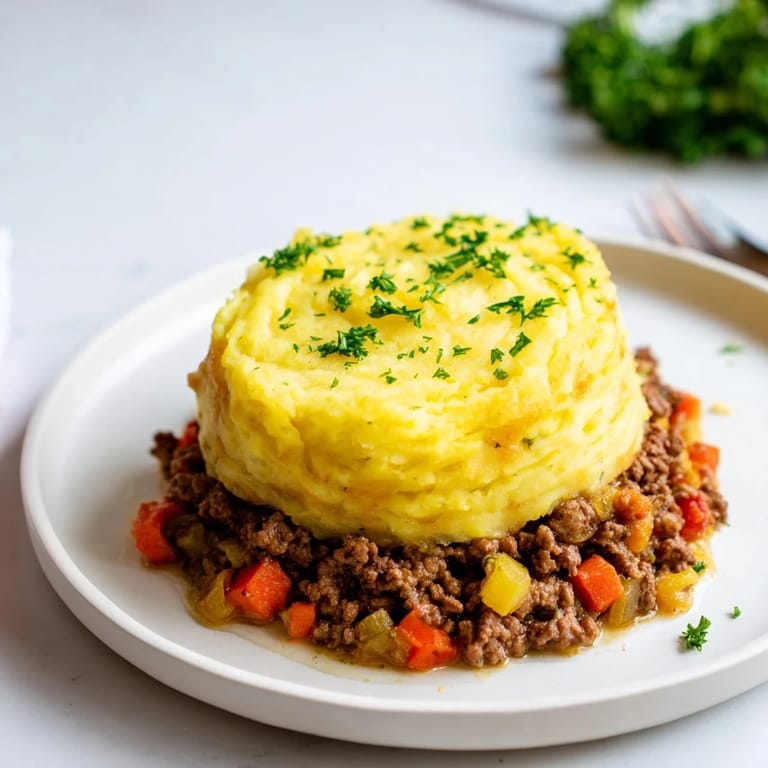 Enjoy a forkful of this delicious Rustic German Shepherd's Pie, rich with ground meat and vegetables.