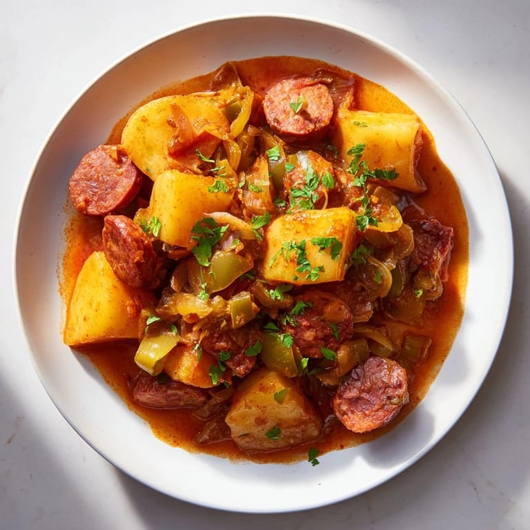 Enjoy a hearty serving of Patatas a la Riojana, perfect for a warming, flavorful dinner.