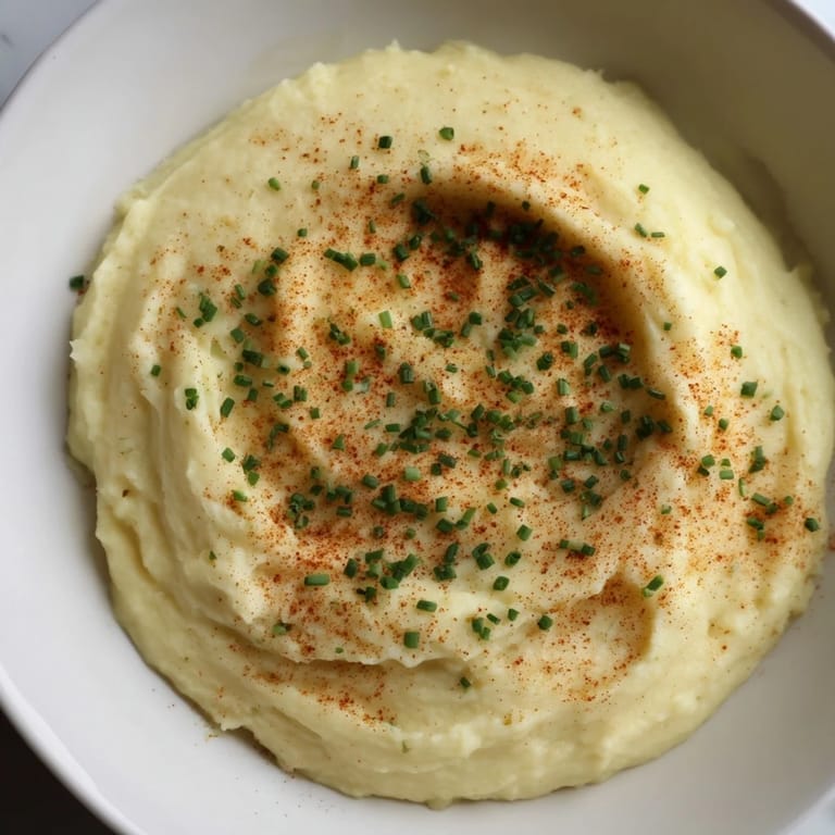 Fluffy Healthy Potato & Celeriac Mash with a hint of smoky paprika, perfect next to roasted chicken.