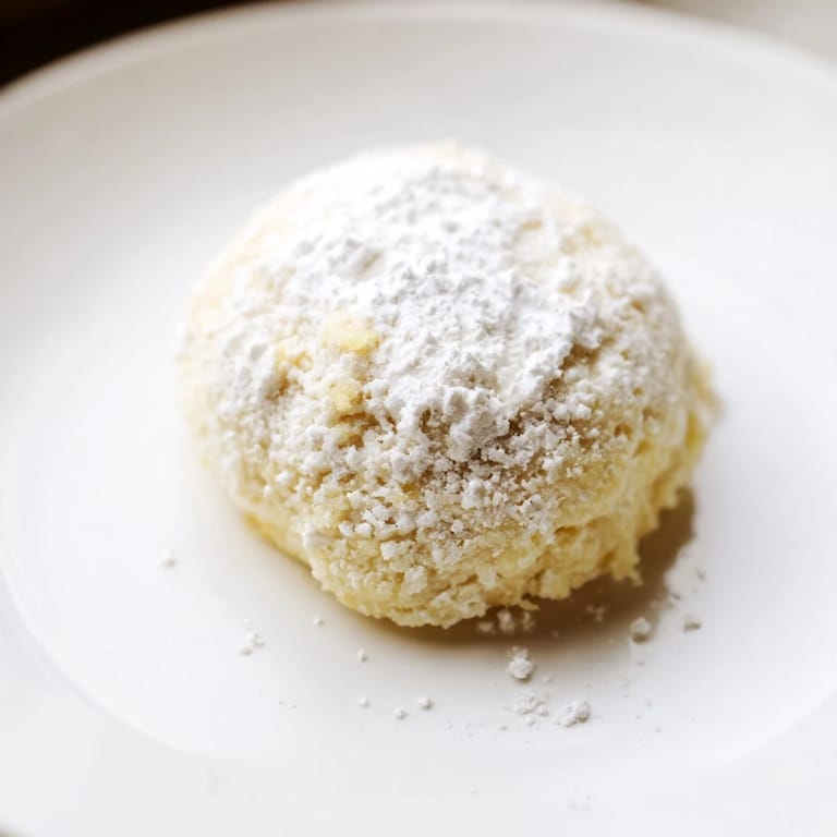 Close-up of freshly made Budget Polvorón Cookies, showing their crumbly, shortbread perfection.