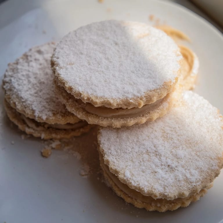 Close-up of freshly baked Simplified Polvorones, showing their delicate, melt-in-your-mouth texture.