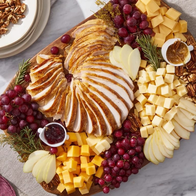 Get ready to serve a delicious Turkey Cheese and Cracker Board, perfect for your holiday appetizer spread.