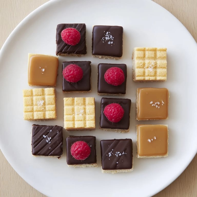 Whimsical checkerboard Terrace dessert with a close-up of alternating squares offering varied textures.