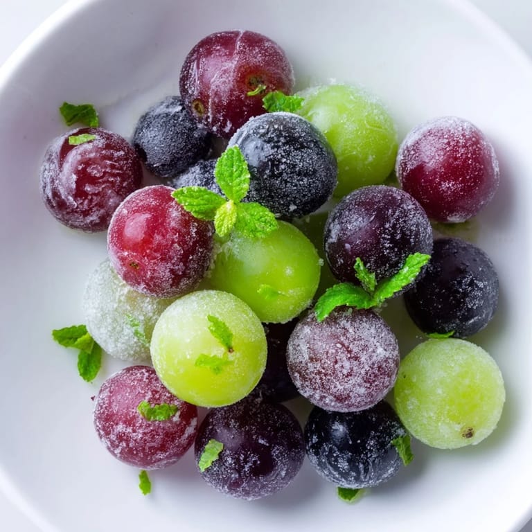 Sweet and icy frozen grapes, a healthy and delightful snack ready in minutes, ideal for summer.