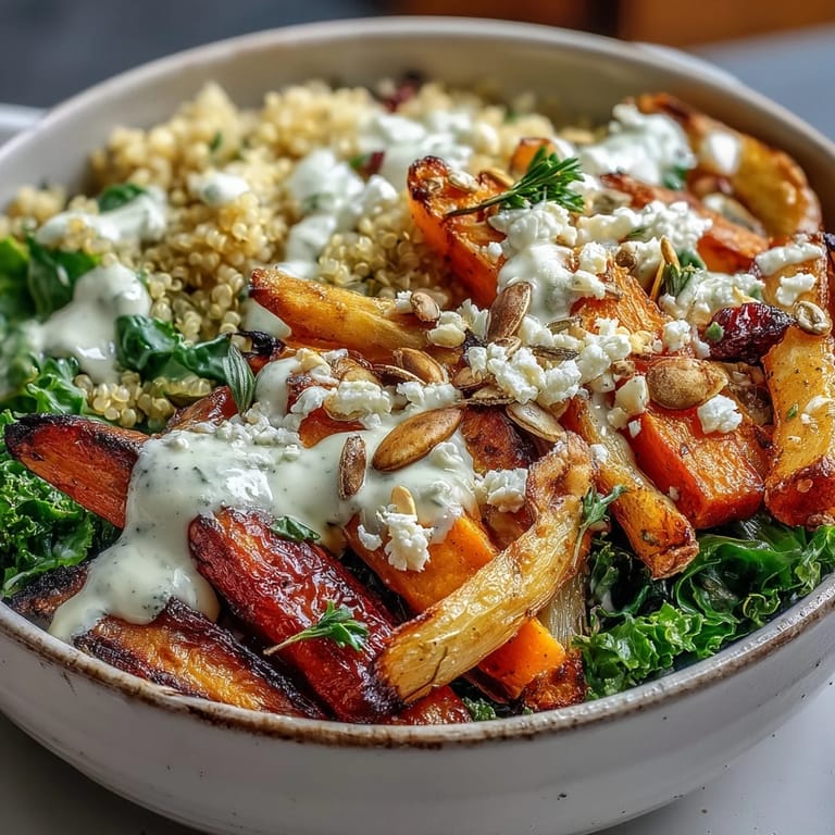 Tu Bol de Granos Sustancioso de Invierno: nutritivo, lleno de vegetales y aderezo.