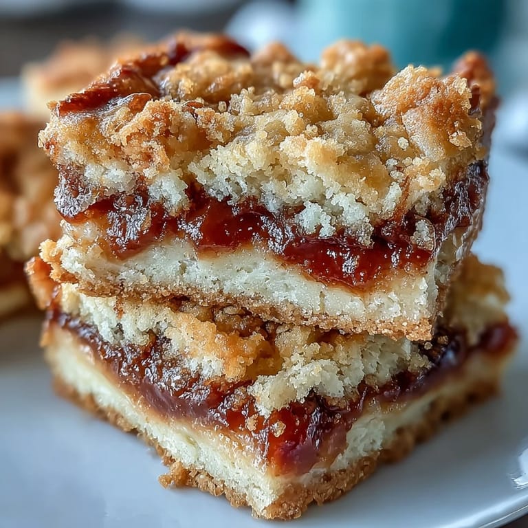 Cuchillo afilado con restos de guayaba sobre un mostrador de cocina, acompañado de cuadrados de pastel listos para servir en una bandeja.