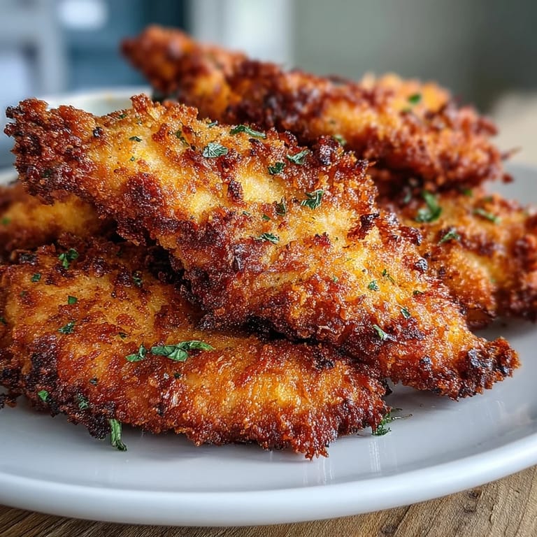 Deliciosos Crispy Panko Ranch Chicken Tenders, perfectos para untar en salsa ranch, ideales como aperitivo o plato principal familiar.
