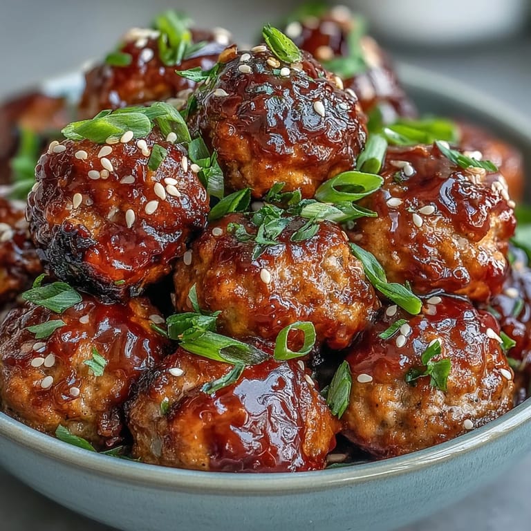 Golden baked Spicy Chili Honey Turkey Meatballs tossed in sticky glaze, ideal for a main dish or game day appetizer platter.