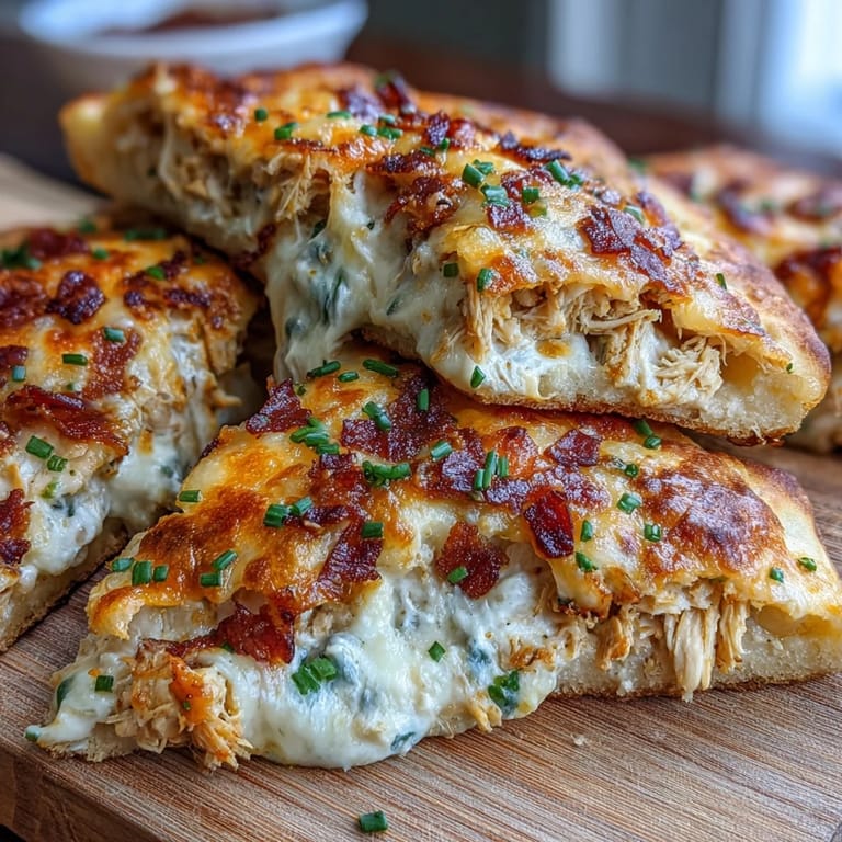 Grilled Ranch Crack Chicken Stuffed Naan wedges served with fresh chives and ranch dip
