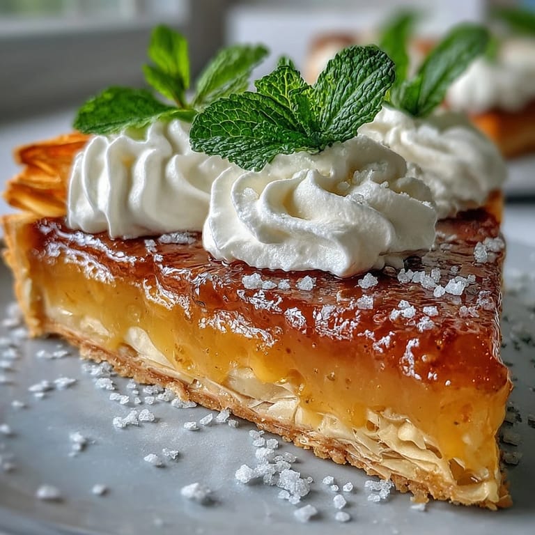 A slice of Passionfruit Curd Tart on a plate, paired with a glass of white wine for serving.