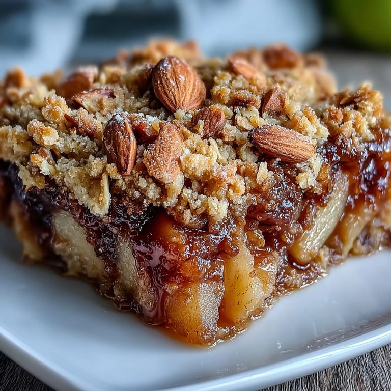 Freshly baked Cardamom-Spiced Apple Crisp bubbling from the oven, with golden crumble and sweet apples ready to be scooped.