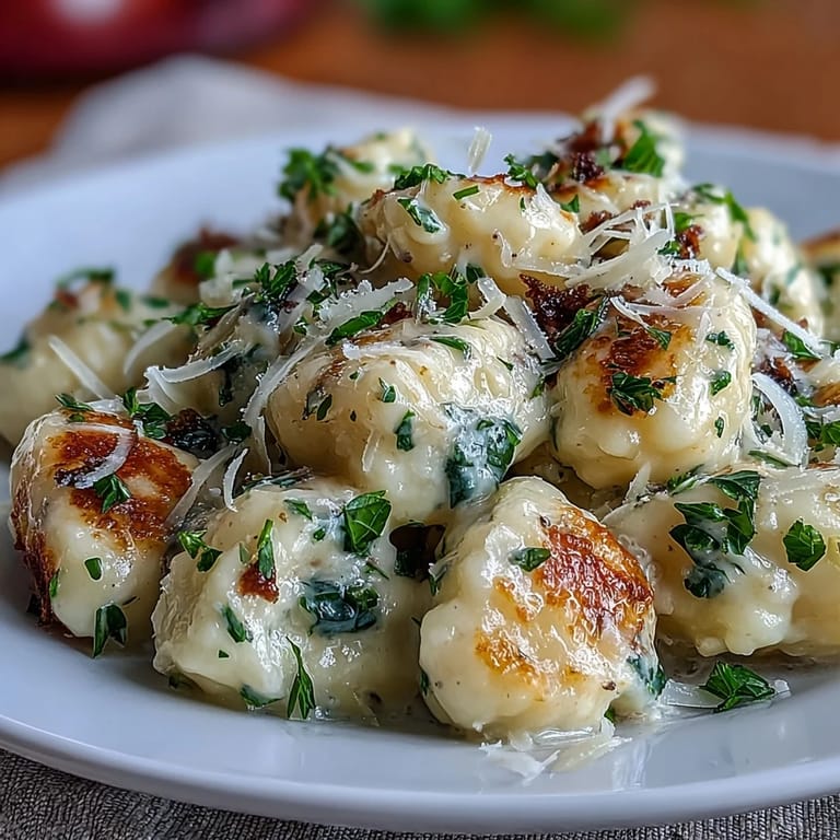 El plato principal italiano de gnocchi al trufa se ve delicioso con salsa mantequillosa y queso parmesano.