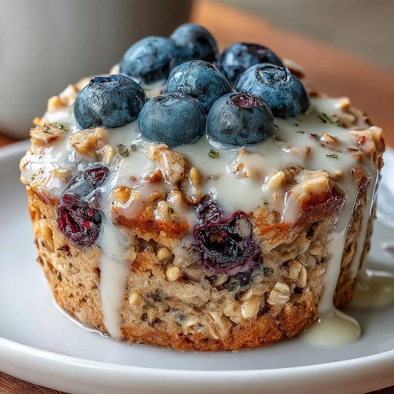 Close-up of One-Bowl Lemon Blueberry Baked Oatmeal Cups showing soft oats and vibrant lemon zest.