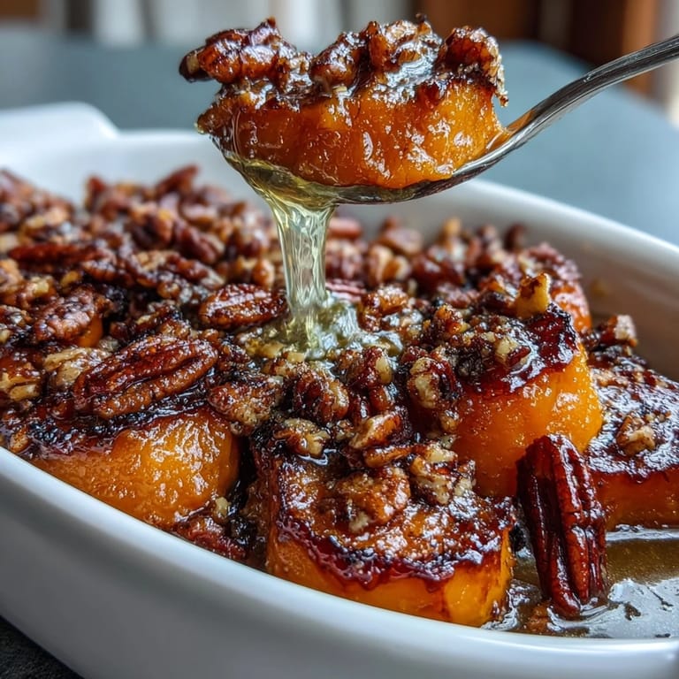 2. Rich, buttery candied yams casserole crowned with crunchy pecan streusel topping, a comforting side dish classic.  