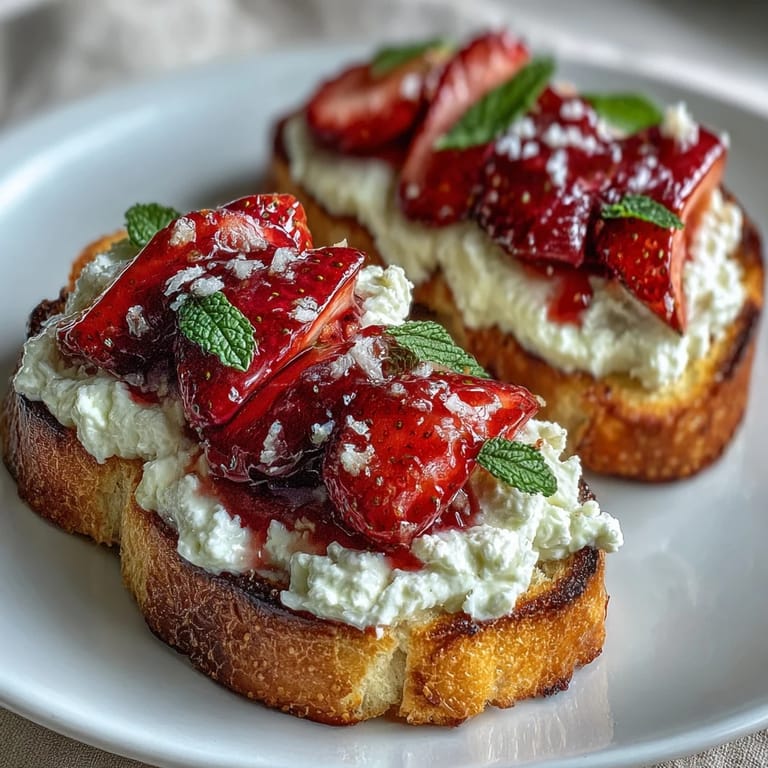 3. Brillo de brunch: tostada crujiente con capa de ricotta, fresas dulces, miel y un toque de pimienta negra recién molida.