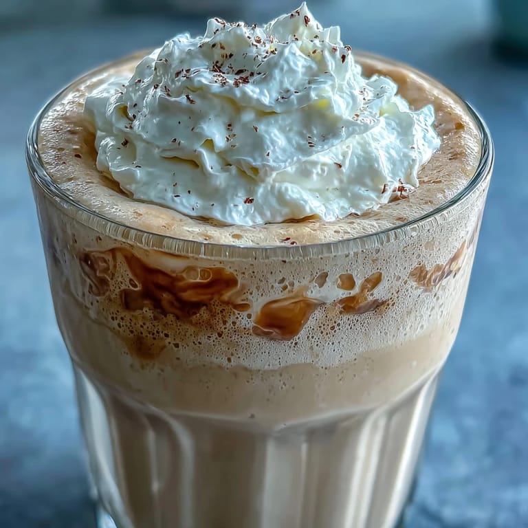 Vasos altos de batido de proteínas de vainilla y frijol, decorados con semillas de vainilla y servidos con pajilla.  