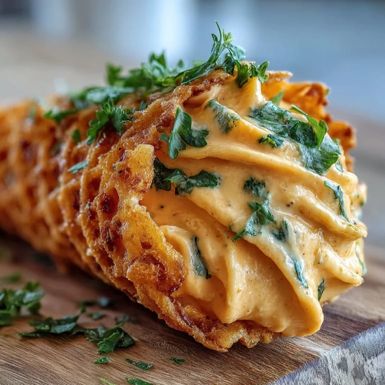 2. Colorful Easter party snack featuring crunchy crackers rolled into cones, stuffed with cheddar-cream cheese mixture, and garnished with herb carrot tops.