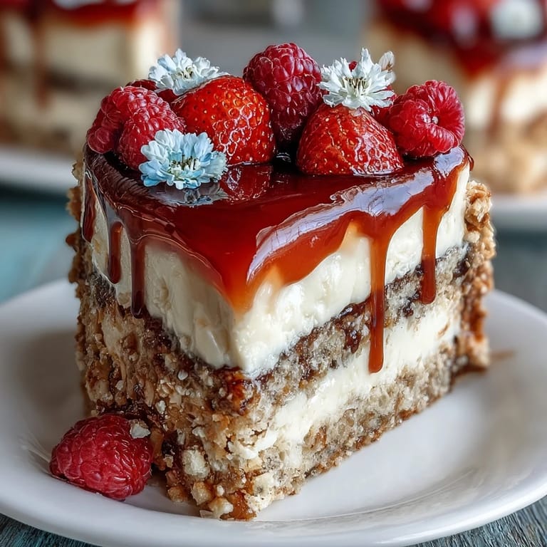 Pastel de hoja de cumpleaños de primavera con relleno de crema de limón, cubierto con bayas frescas y flores comestibles.