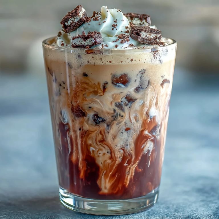 2. Bebida fría inspirada en el menú secreto de Starbucks, mezclando café suave con galletas de chocolate.