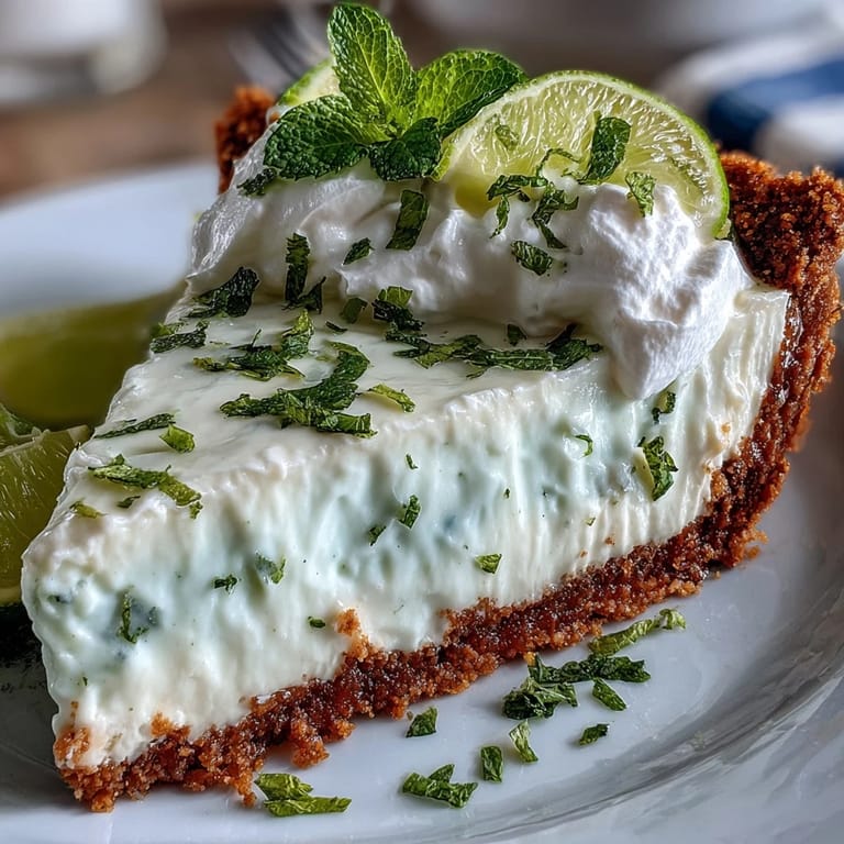 Tarta fría de lima al estilo americano, fácil y refrescante, con base dorada.