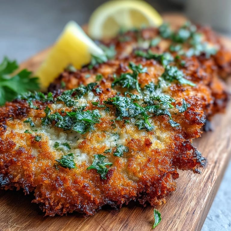 Oven-baked schnitzel dorado y jugoso, perfecto con ensalada de patatas clásica.