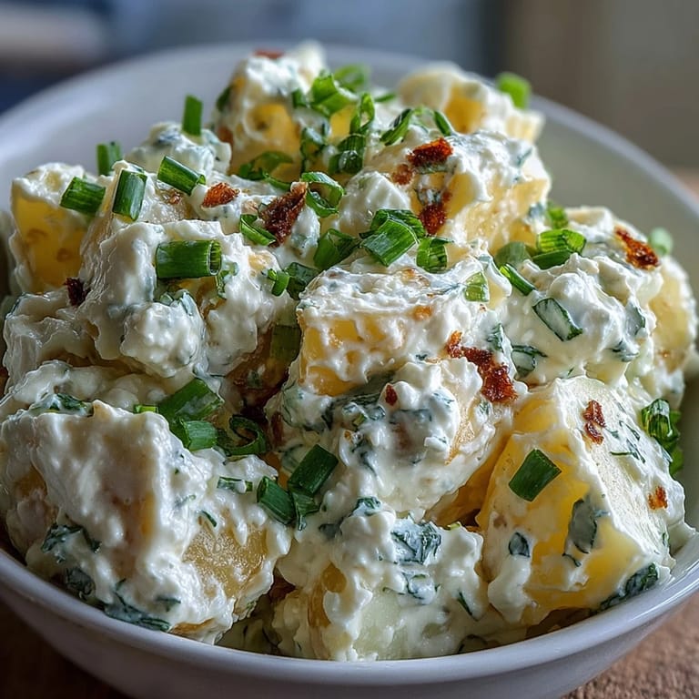 Deliciosa ensalada de papa ranch casera y cremosa, un plato seguro y fácil de preparar.