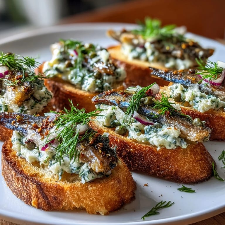 Toasts de sardina doradas, rebosantes de mantequilla de limón y hierbas, un aperitivo perfecto.