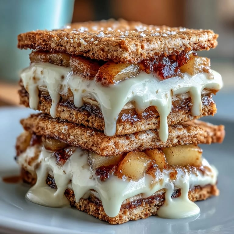 Disfruta de un postre fácil: sándwiches de galleta Graham de pastel de manzana con relleno caliente.