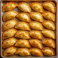 Un plato con 12 pasteles de queso.