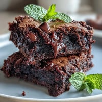 Bocados de brownie de menta y chocolate chips, ricos y fudgy, con toques de menta fresca y chispas de chocolate, perfectos para celebrar el Día de San Patricio.