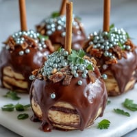 Pastelitos de Olla de Oro decorados con brillantes perlas doradas y forma de olla festiva.