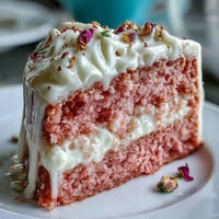 Pastel de terciopelo rosado con oro comestible para ducha nupcial, con capas suaves y decoración brillante.